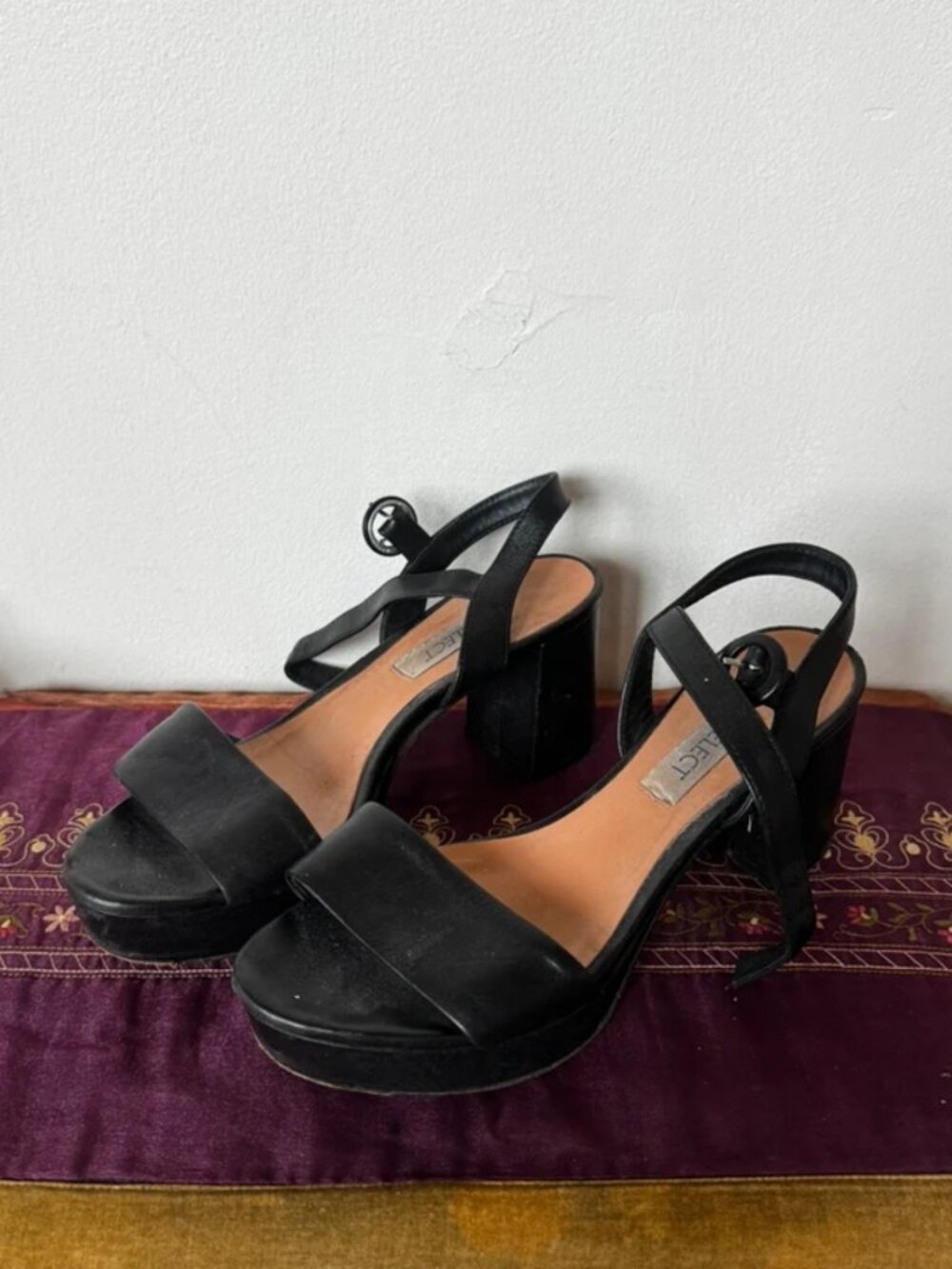 Black platform heels with ankle strap